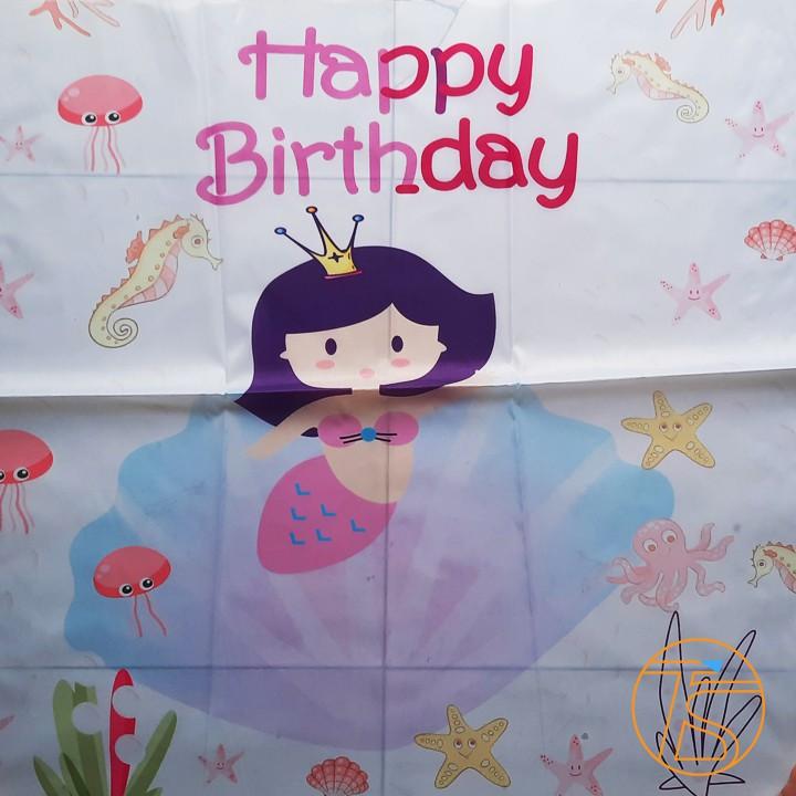 Set Trang Trí Sinh Nhật Hình Poster Nàng Tiên Cá - Bộ Trang Trí Cho Thôi Nôi Cho Các Bé Trai, Bé Gái - Happy Birthday