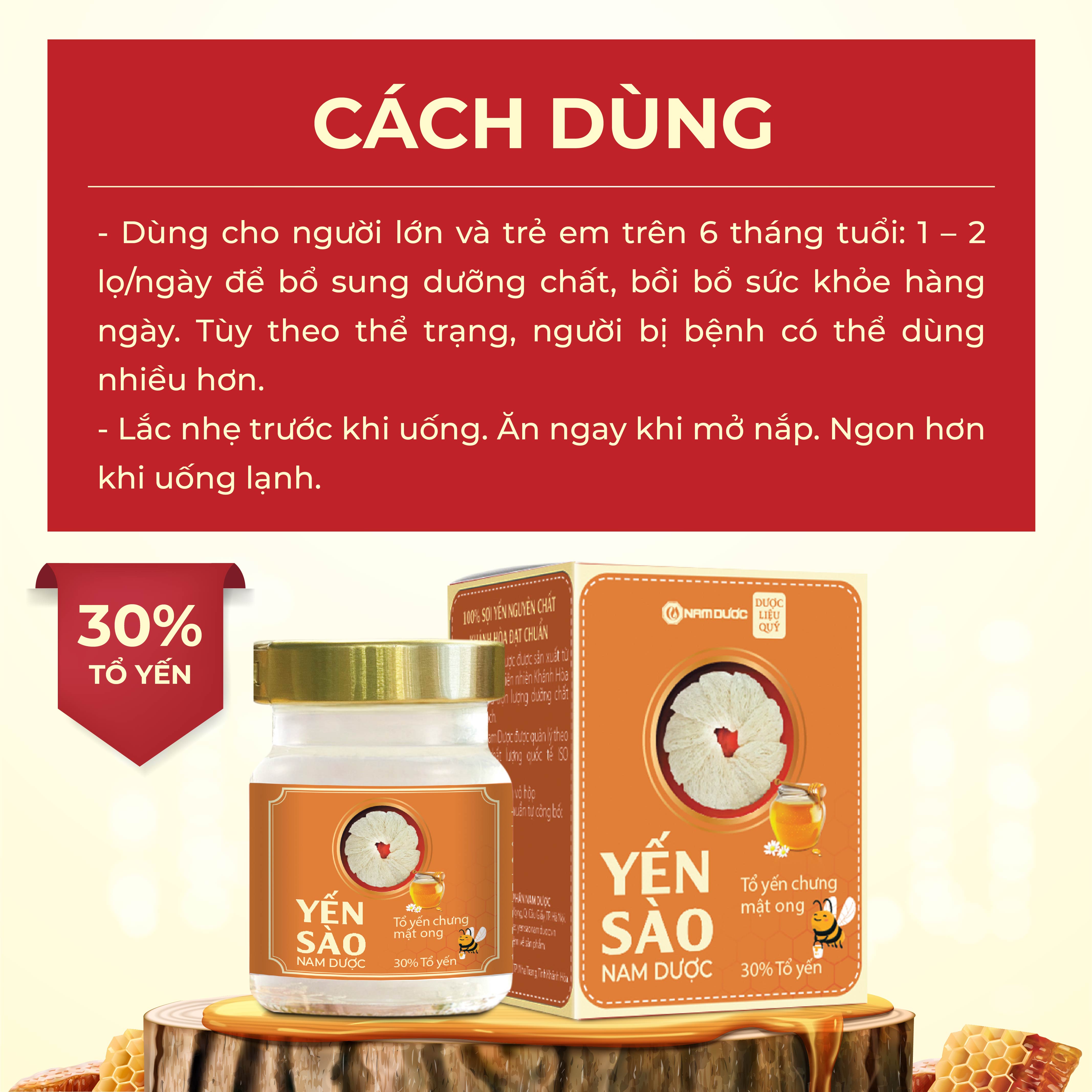 Yến sào Nam Dược lọ 70ml - Tổ yến chưng mật ong, bổ sung dưỡng chất, bồi bổ sức khỏe, tăng sức đề kháng