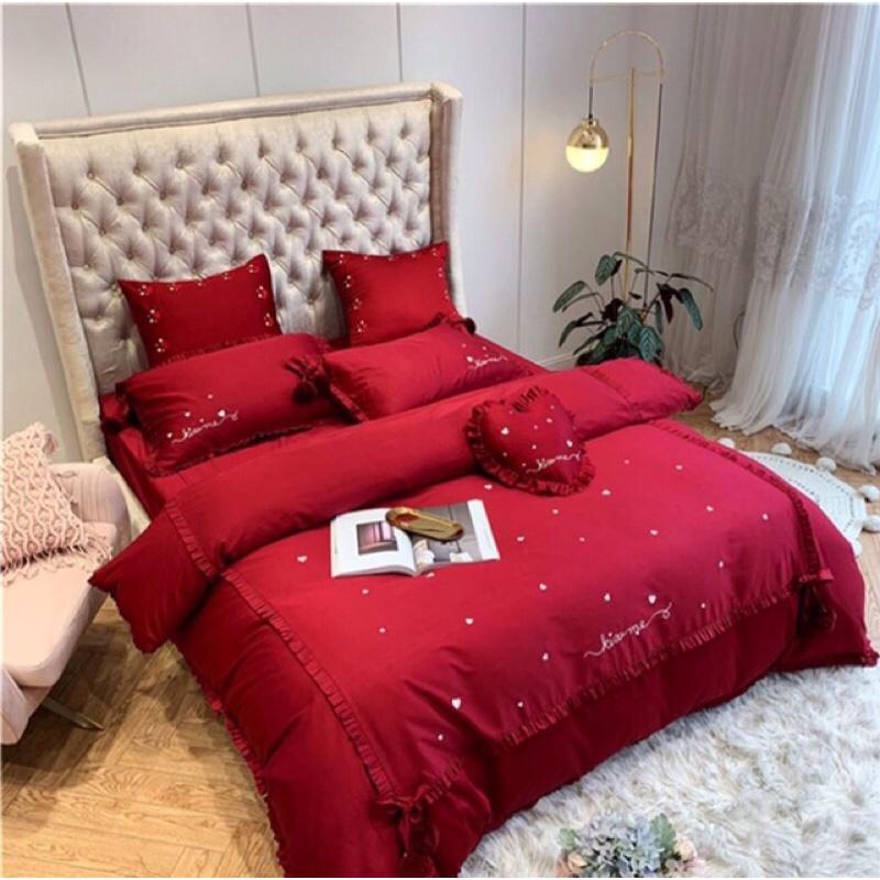 Bộ ga gối vỏ chăn lụa thêu cao cấp 7 món
