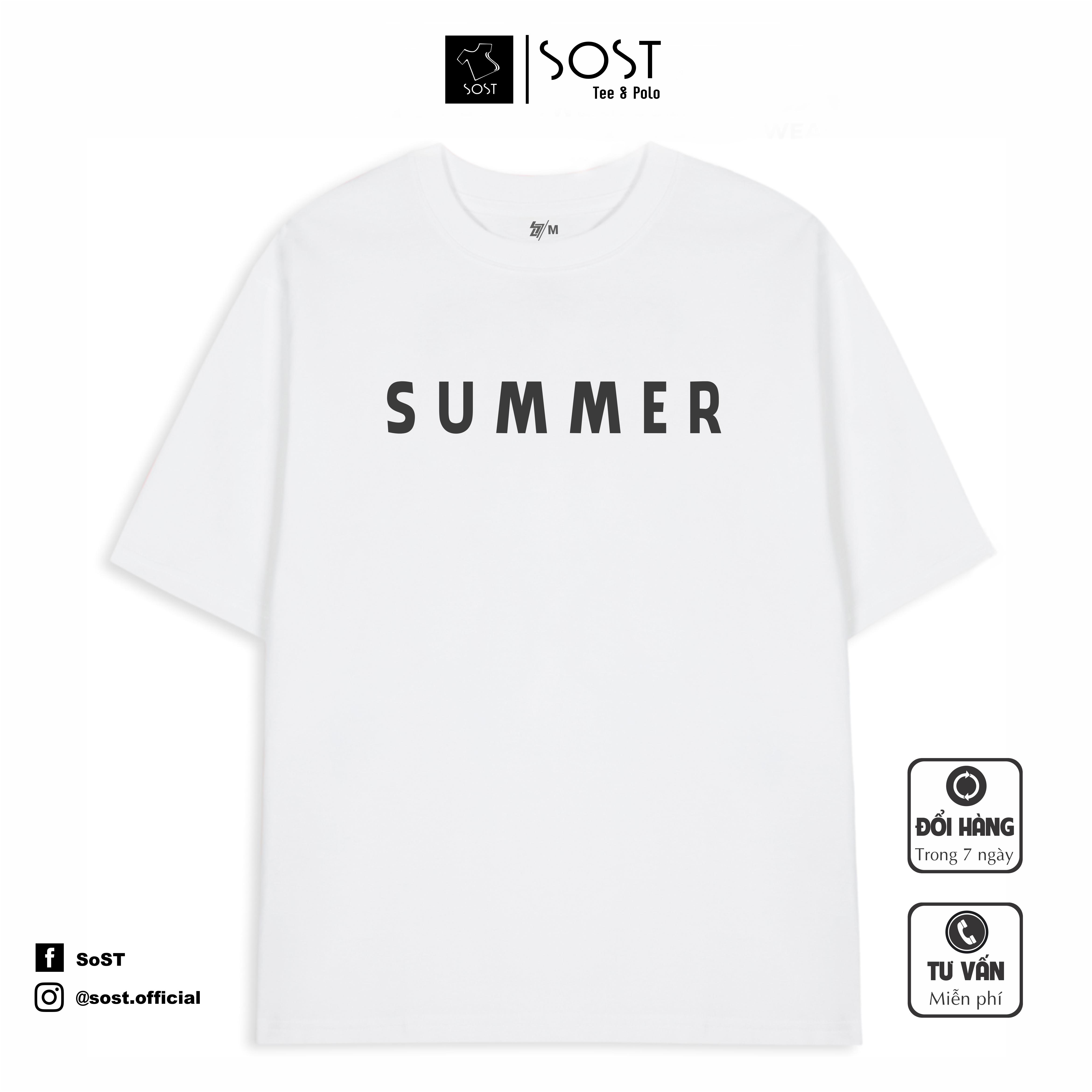 Áo thun tay lỡ Unisex Nam Nữ, áo phông form rộng in chữ SUMMER