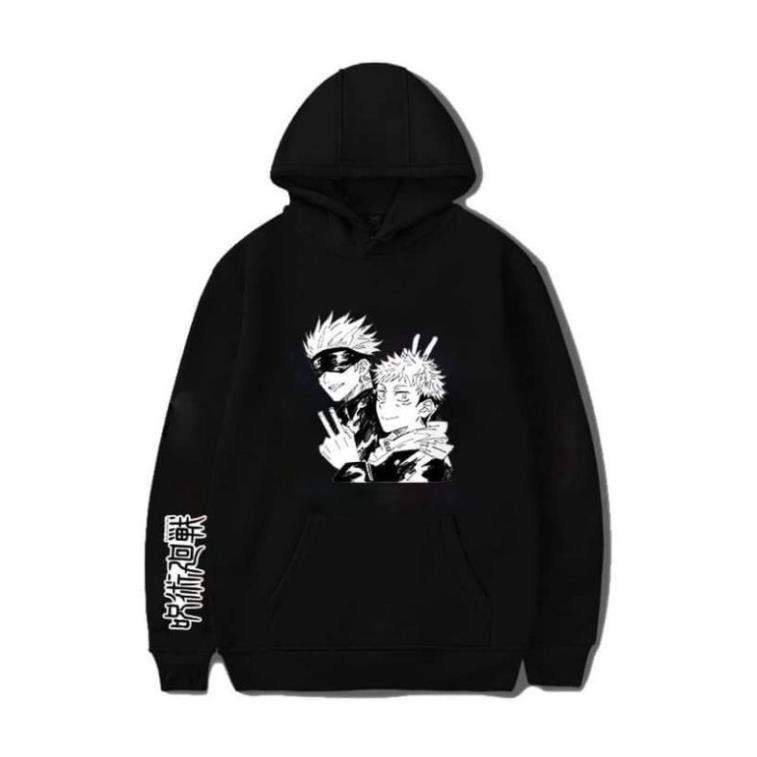 Áo Hoodie Anime Jujutsu Kaisen Gojo Satoru 2 màu đen trắng chất đẹp L1