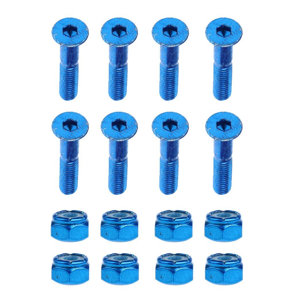 16PCS 1'' FLAT HEAD REPLACEMENT SKATEBOARD TRUCK HARDWARE LONGBOARD SCREWS BOLTS