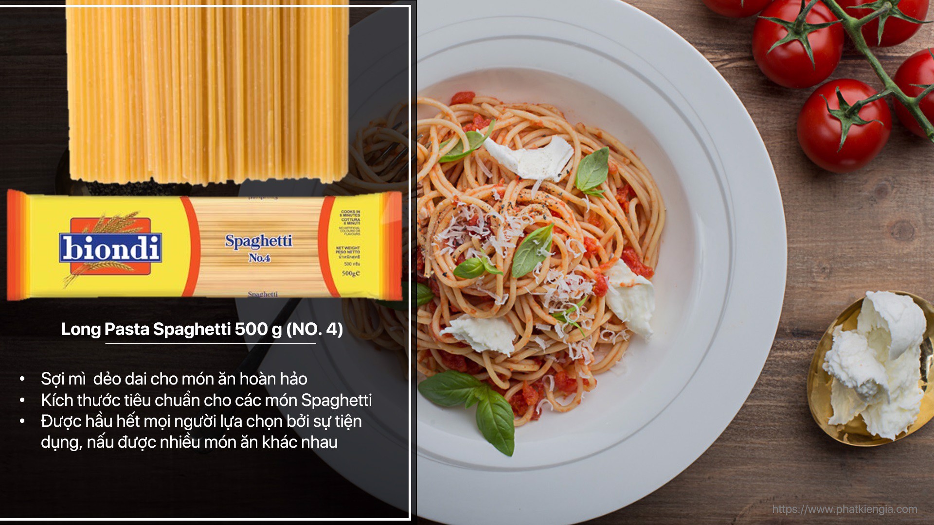 COMBO 5 Gói Mì Ý Spaghetti Số 4 Biondi 500g
