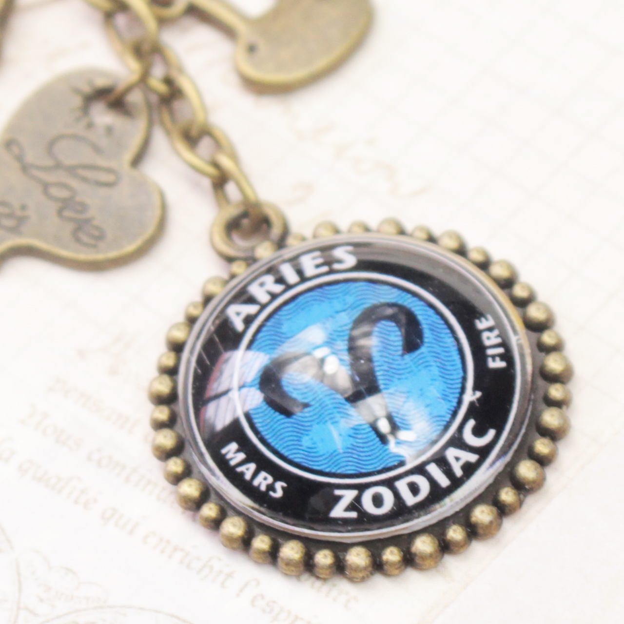 Móc khóa 12 cung hoàng đạo Zodiac phong cách Vintage 06646-M2