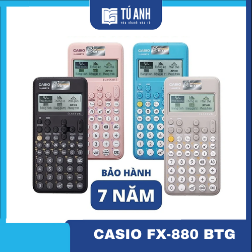 Máy tính học sinh Casio Fx-880BTG màu đen dành cho học sinh cấp 2 cấp 3 lớp 6 đến lớp 12 chuyên dụng mang vào phòng thi