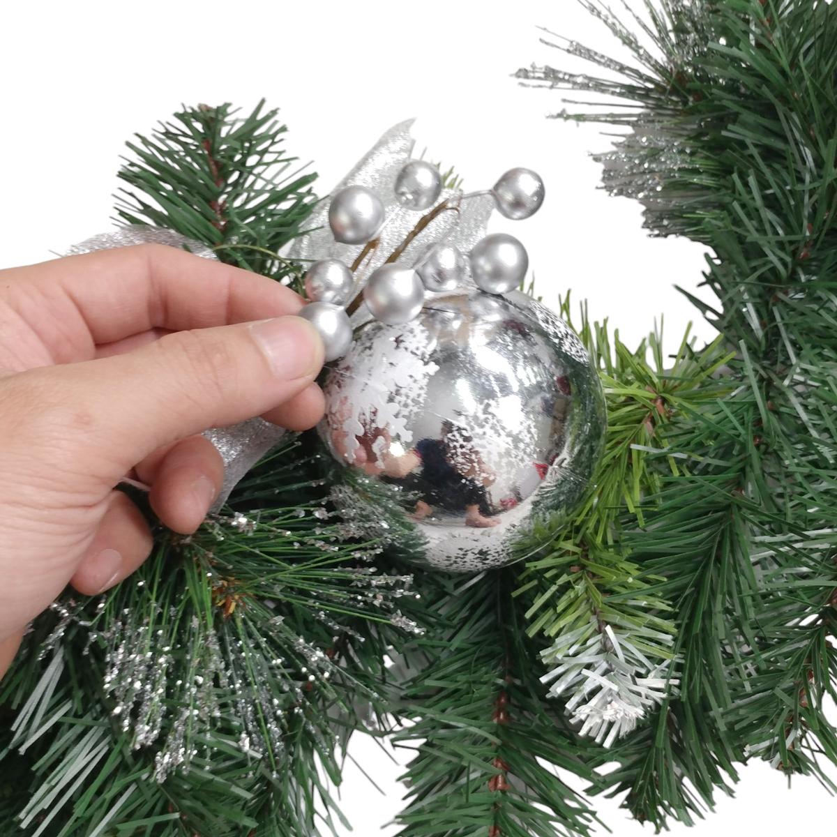 Dây Trang Trí Noel 3 Loại Lá Lăn Kim Tuyến Bạc 210 cm - Chaang Chiia LP-G10-3LL-SD