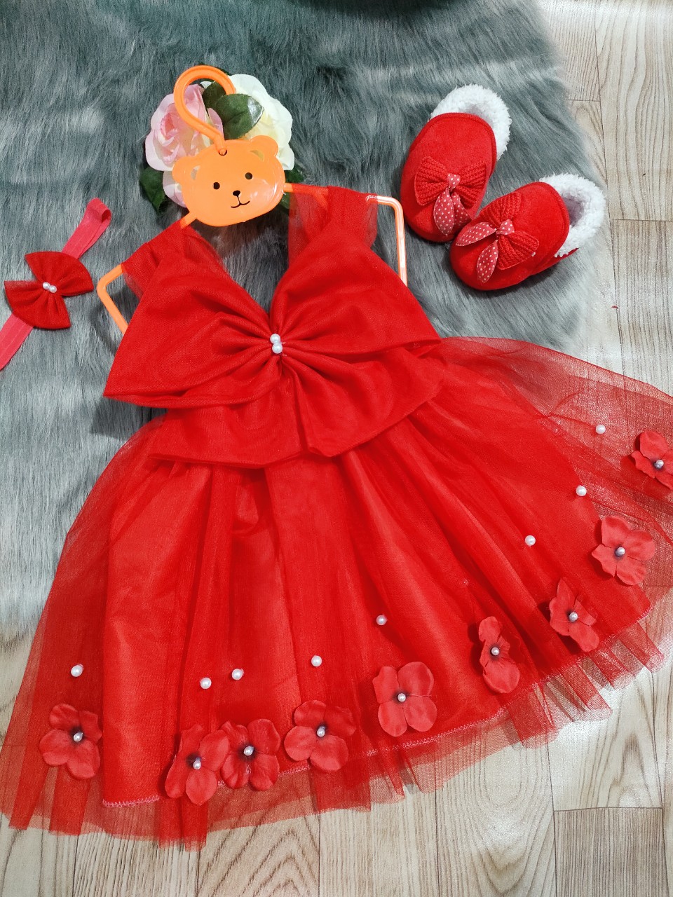 Đầm xoè công chúa dễ thương cho bé gái - Nơ phối hoa