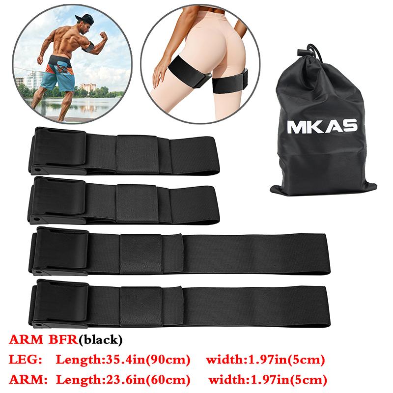 BFR Booty Bands Hạn chế lưu lượng máu Băng Kháng Squat Squat Glutes Hip Building Kaatsu Dây đeo thể dục Thiết bị tập thể dục Color: BLACK BFR SET