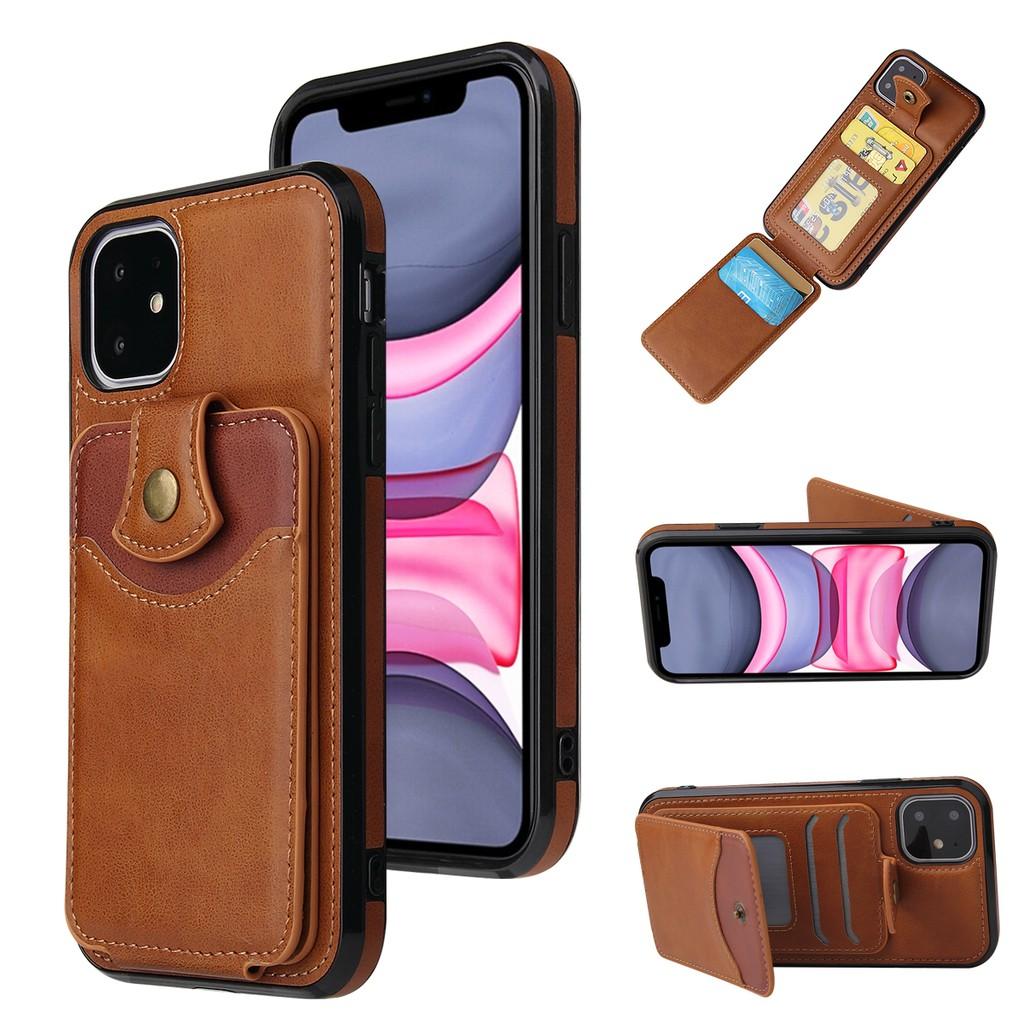Bao da cho iPhone12/12pro/ 12 Pro Max / iphone12 Mini / iPhone 11 / 11Pro/iphone 11pro Max Bao da nắp gập hai lớp Khe cắm thẻ đứng Bao đựng ví mềm