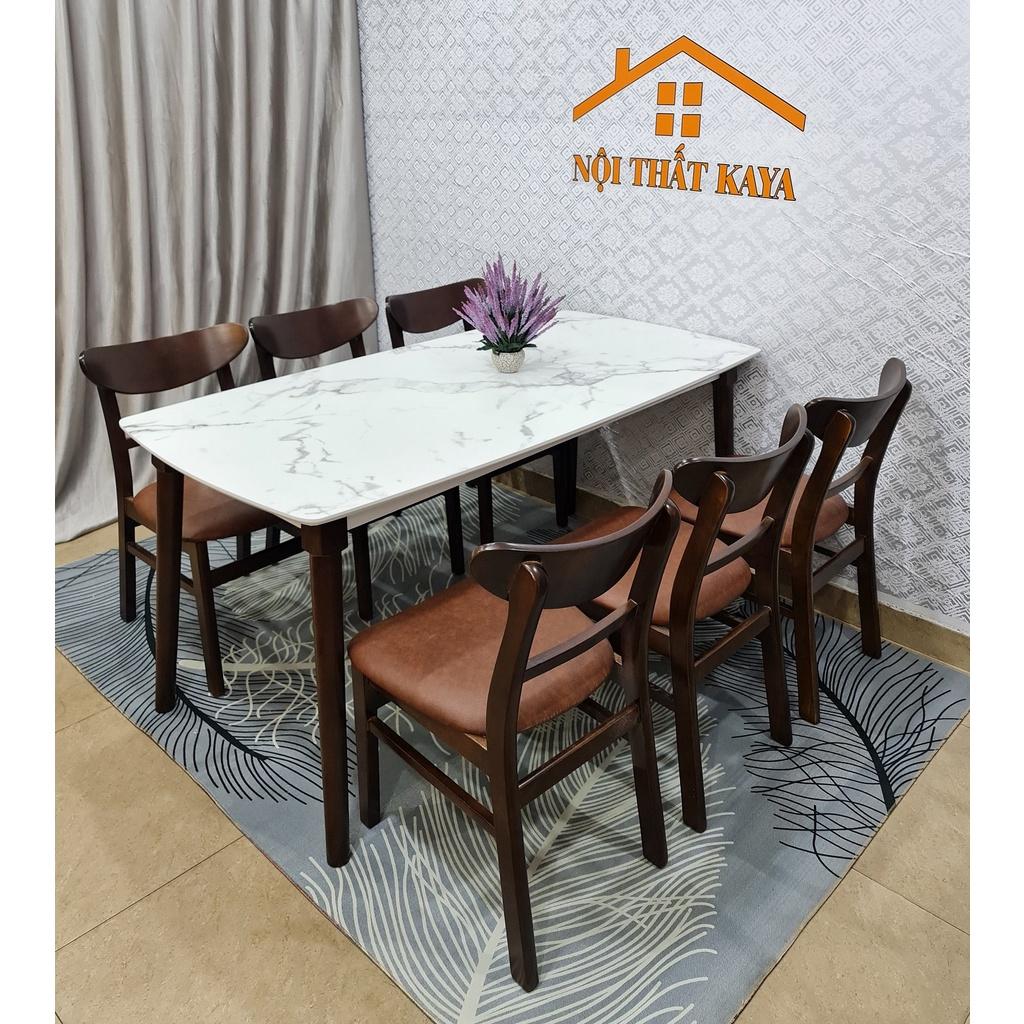 Bộ bàn ăn mặt đá 6 ghế Lunar