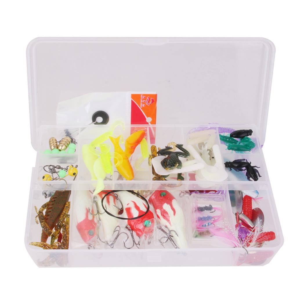 100pcs Bug Shrimp Bait Trolling Fishing Lures Tackle Bass Hooks Kit with Box