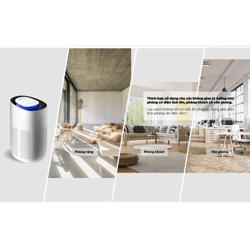 Máy lọc không khí Cuckoo 45m2 CAC-J1510FW/WHCKV - 3 in 1 HEPA- lọc bụi mịn PMO.3- đèn cảnh báo chất lượng không khí- Bảo hành 12 tháng- Hàng chính hãng Cuckoovina