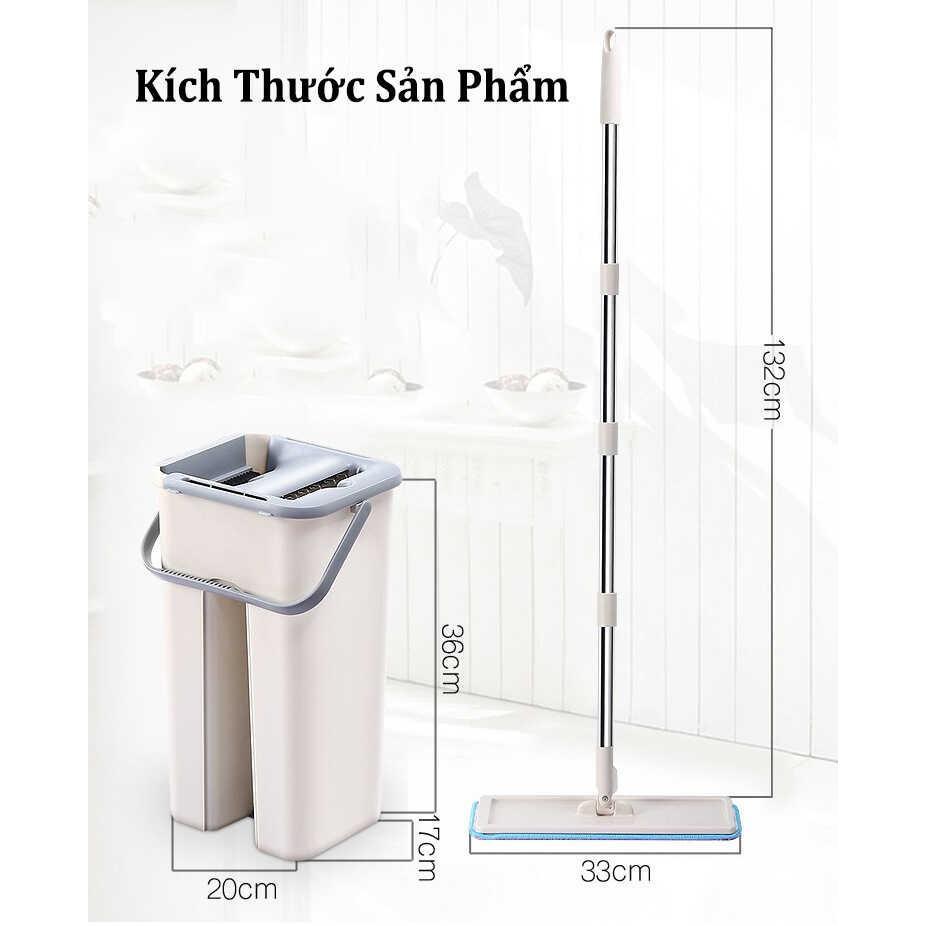 Bộ Cây Lau Nhà Thông Minh Kèm Thùng Vắt 2 Ngăn - Hàng Chất Lượng