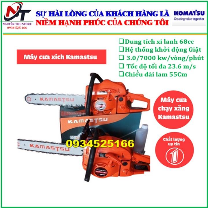 Máy cưa xích chạy xăng Kamastsu 68CC, máy cưa gỗ.