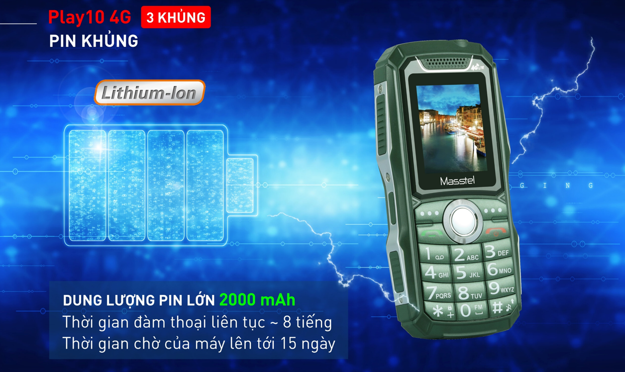 Điện thoại Masstel Play 10 4G - pin trâu - loa to rõ - nhiều tính năng - Hàng Chính Hãng