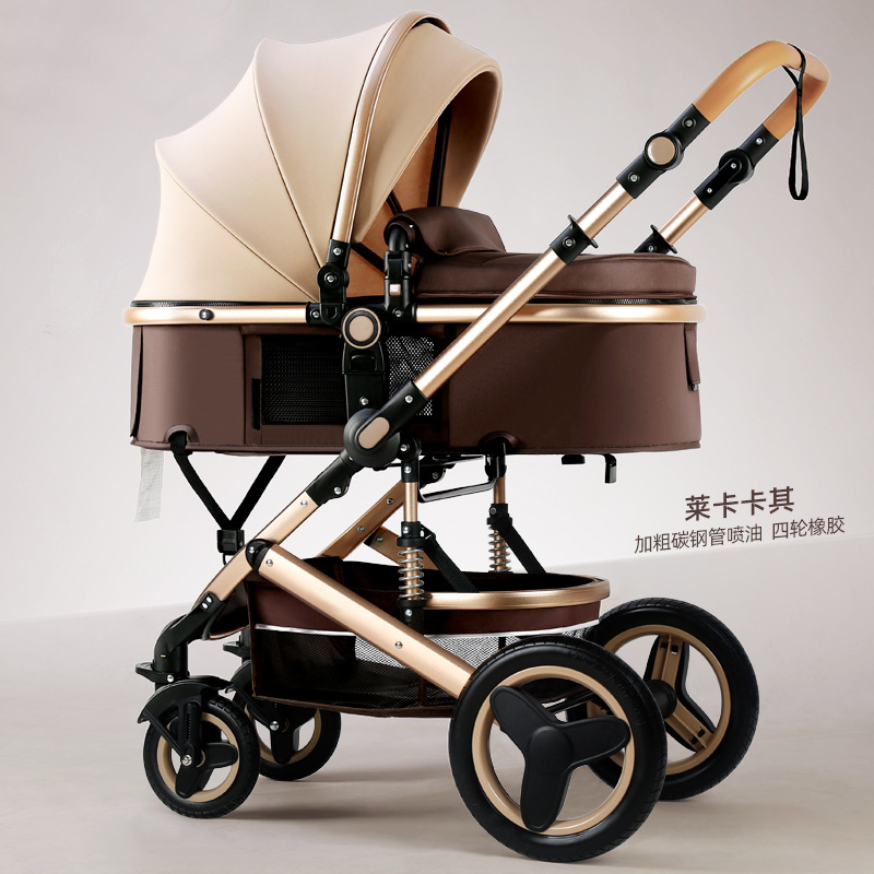 Xe đẩy nôi nằm 2 chiều 3 tư thế cao cấp gấp gọn có mái che giảm sóc cho bé từ sơ sinh khung hợp kim