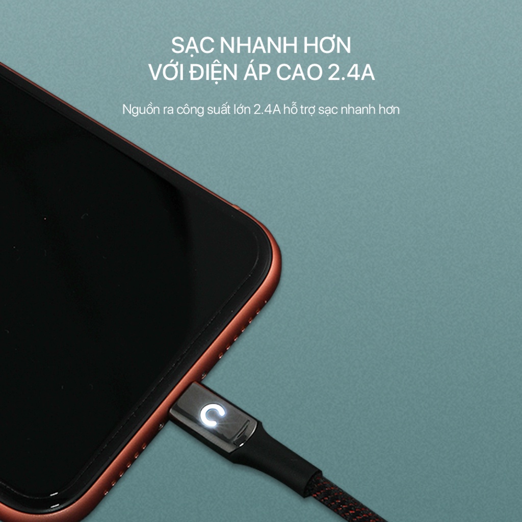 Cáp Sạc Nhanh Dành Cho Apple VIVAN VZL10 – Sạc và Truyền Dữ Liệu 2in1, Tự Động Ngắt, Chất Liệu Dây Dù, Nguồn Điện 2.4A - HÀNG CHÍNH HÃNG