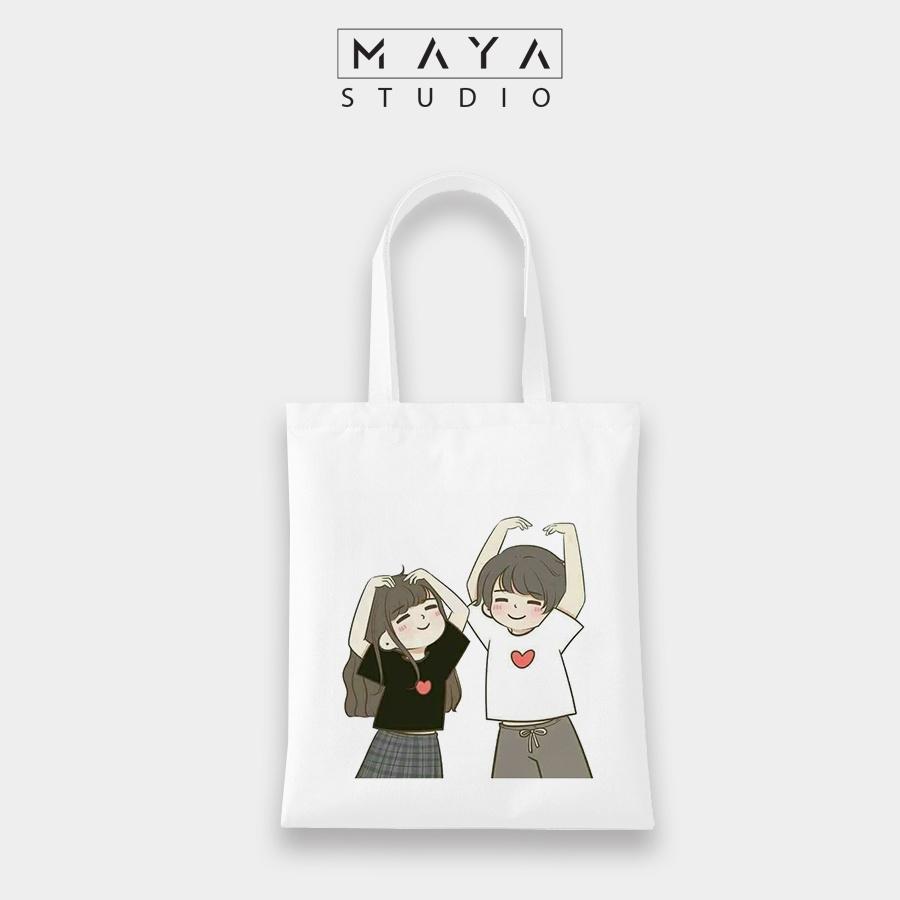 Túi Tote VUÔNG MAYA vải canvas ulzzang CẶP ĐÔI siêu dễ thương phù hợp mọi lứa tuổi cho đi chơi đi học