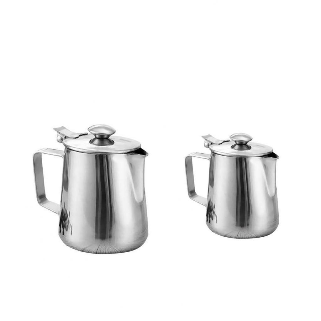 Silver Stainless Coffee Pitcher Milk Frothing Latte Jug Bar DIY 350ml+600ml