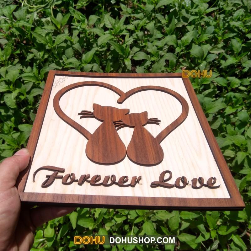 Tranh Treo Tường Bằng Gỗ Handmade DOHU005: Forever Love - Thiết Kế Đơn Giản, Độc Đáo, Sang Trọng