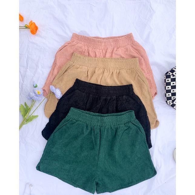 Quần short nhung tăm form rộng style cute phomai que