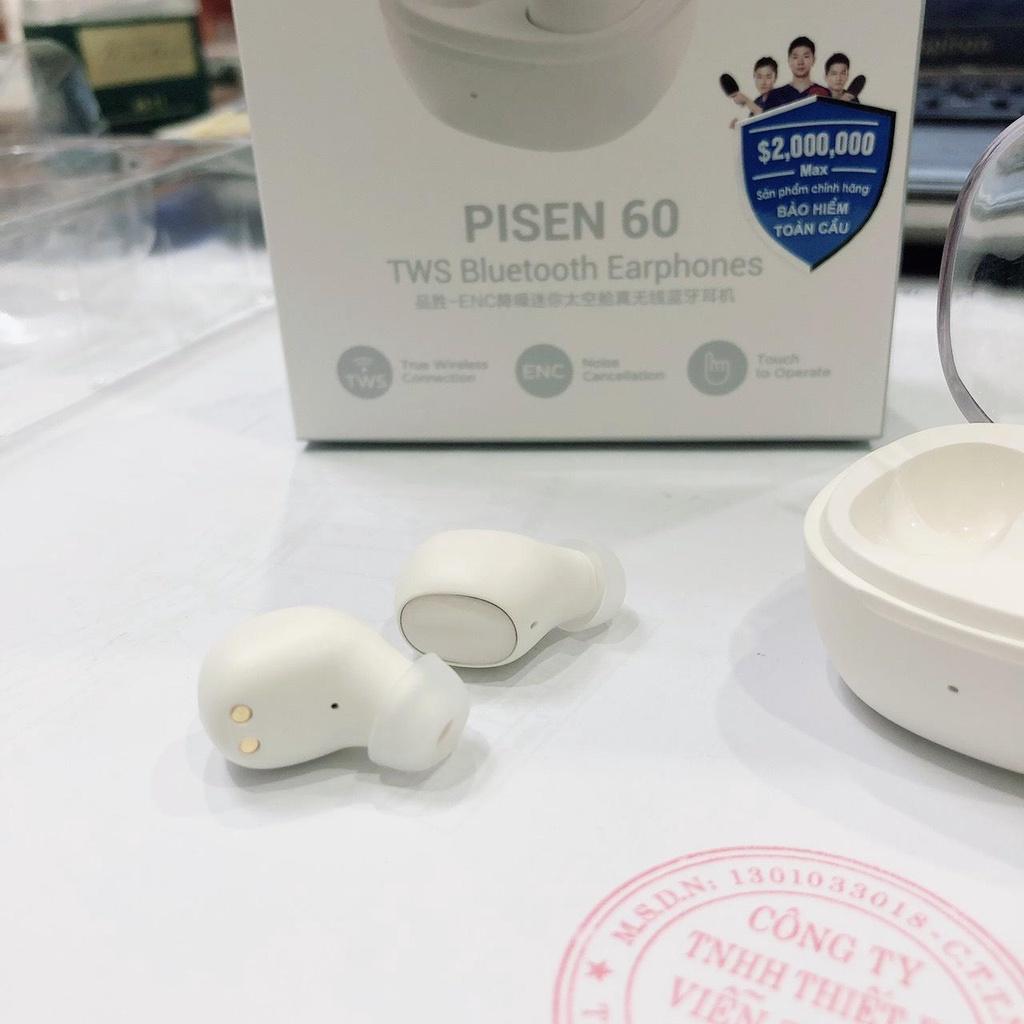 Tai nghe Bluetooth PISEN 60 True Wireless ( LV19JL ) màu trắng - Hàng chính hãng, bảo hành 18 tháng