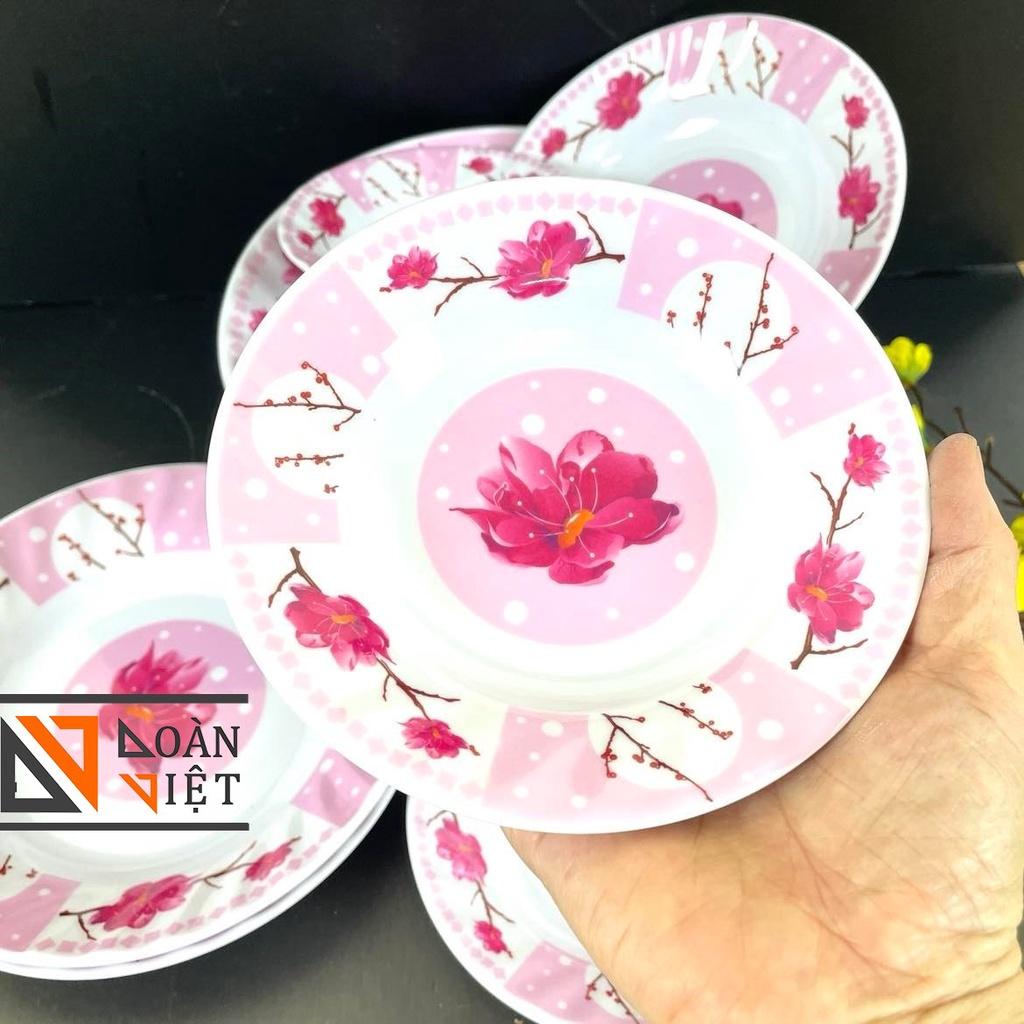 Dĩa MELAMINE SÂU LỒNG - Combo 5 cái MÀU HỒNG - HÀNG VIỆT NAM CHẤT LƯỢNG CAO, hoa văn sang trọng NHIỀU SIZE , Đồ Gia Dụng nhà bếp pha chế làm bánh nguyên liệu