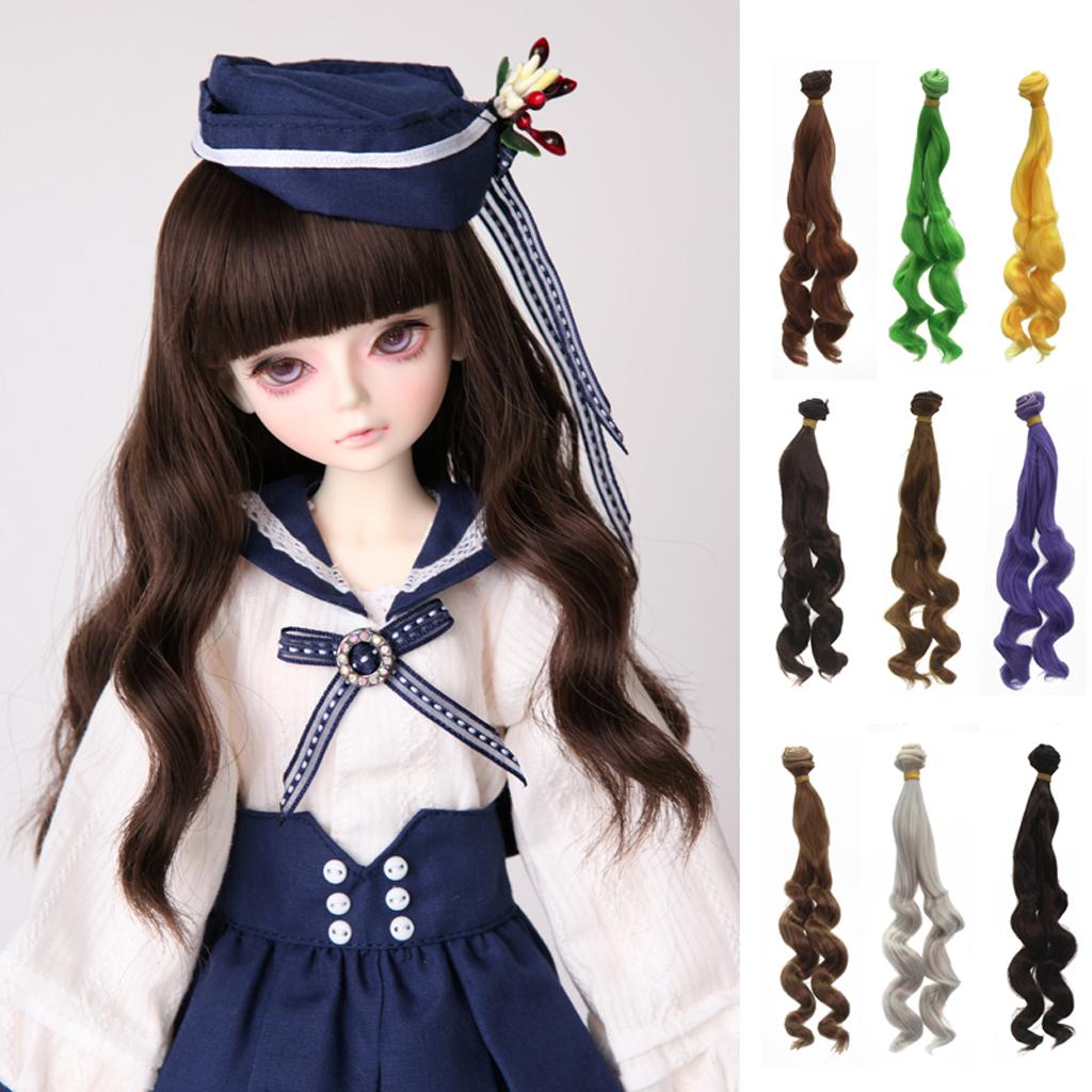 25*100cm BJD Dolls Wig Hairpiece Blue Hair for MSD DOD LUTS Dollfie Making Accessory