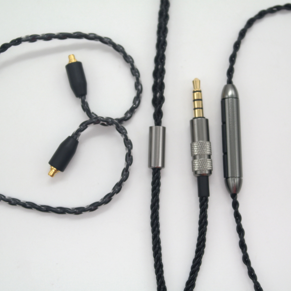 Đầu nối MMCX Thay thế Cáp tai nghe 3.5mm Có thể tháo rời Dây điều khiển trong dòng với Mic cho Shure