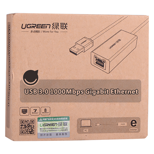 Cáp Chuyển Đổi Ugreen USB 3.0 Sang RJ45 20255 (Đen) - Hàng Chính Hãng