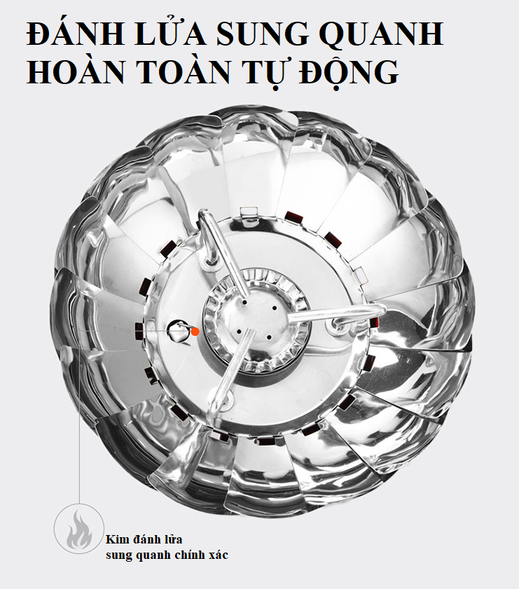 Bếp gas mini chống gió gấp gọn kiểu dáng hoa sen tiện dụng cho cắm trại dã ngoại du lịch