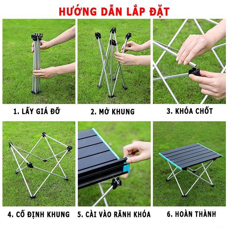 Bàn dã ngoại xếp gọn picnic du lịch gấp gọn bằng hợp kim nhôm nhẹ, gấp gọn, chắc chắn, độ bền cao.