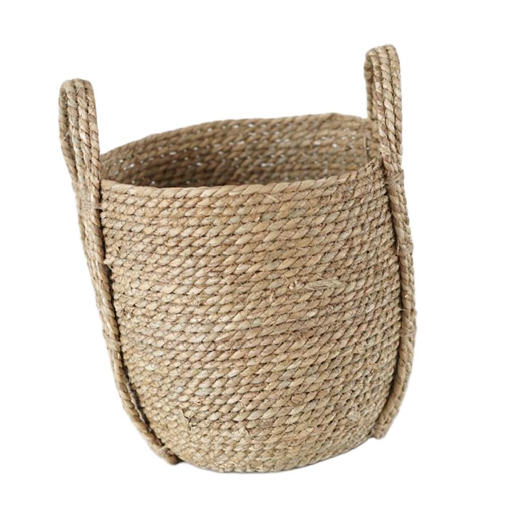 Garden Flower Pot Planter Basket Straw Woven Storage Basket Household Bag S