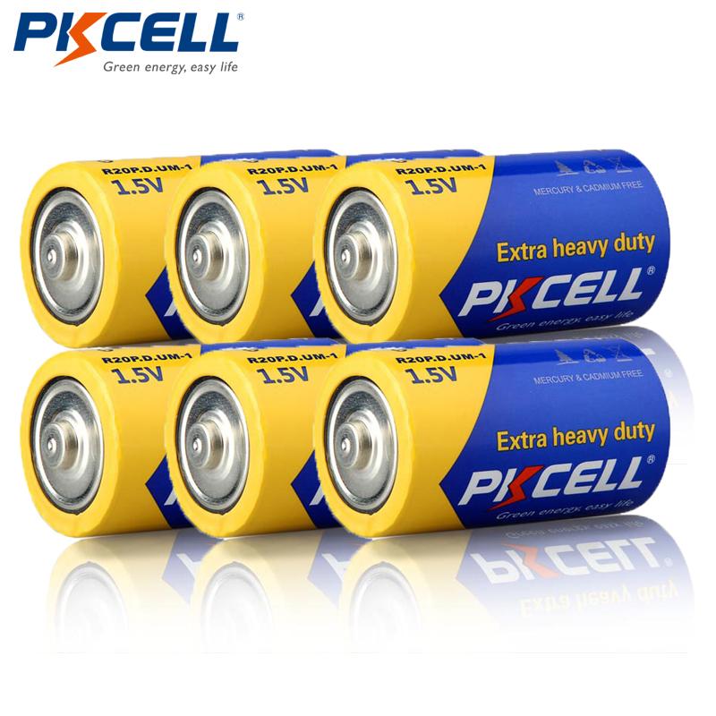 6 Cái PKCELL R20P Pin Siêu Nặng Kích Thước D 1.5V 13A UM1 MN1300 E95 Pin Kẽm Carbon Pin Khô Sơ Cấp Điện Áp Danh Định: 1.5V