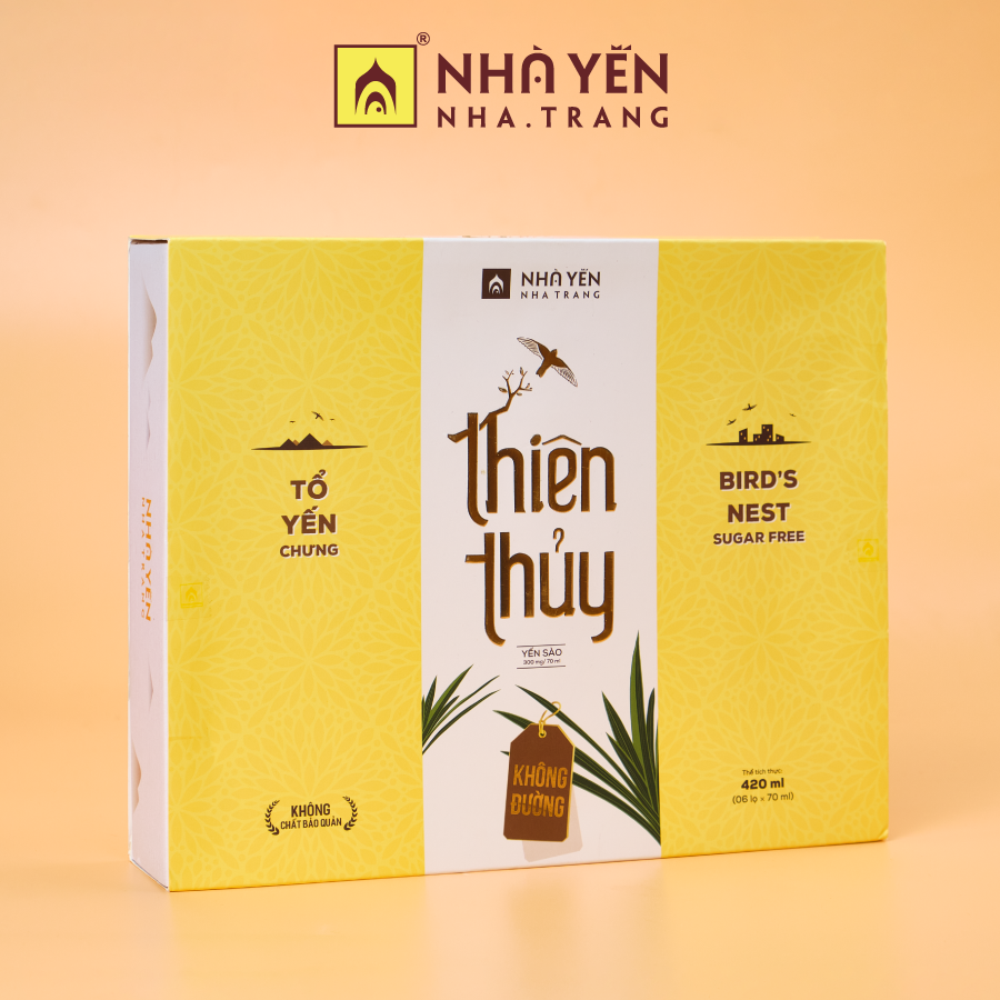 Đặc Sản Khánh Hòa - Nước Yến Sào Thiên Thủy - Vị Lá Dứa - Nhà Yến Nha Trang - Hộp 6 Lọ - Không Đường - Tổ Yến Chưng Sẵn - Nước Yến Chưng Sẵn - Hàng Chính Hãng