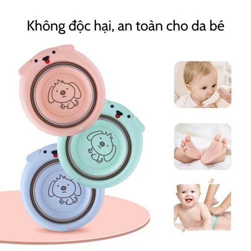 Chậu Rửa Mặt Em Bé Gấp Gọn Rộng 34cm Hình Cún Đáng Yêu