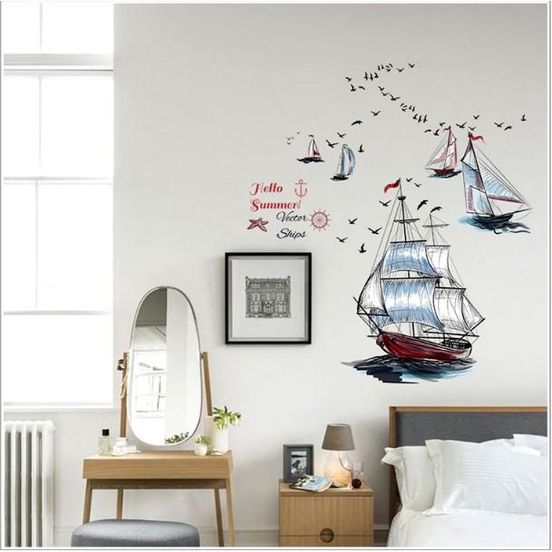 Decal trang trí tường - Thuyền Buồm Tranh Victor
