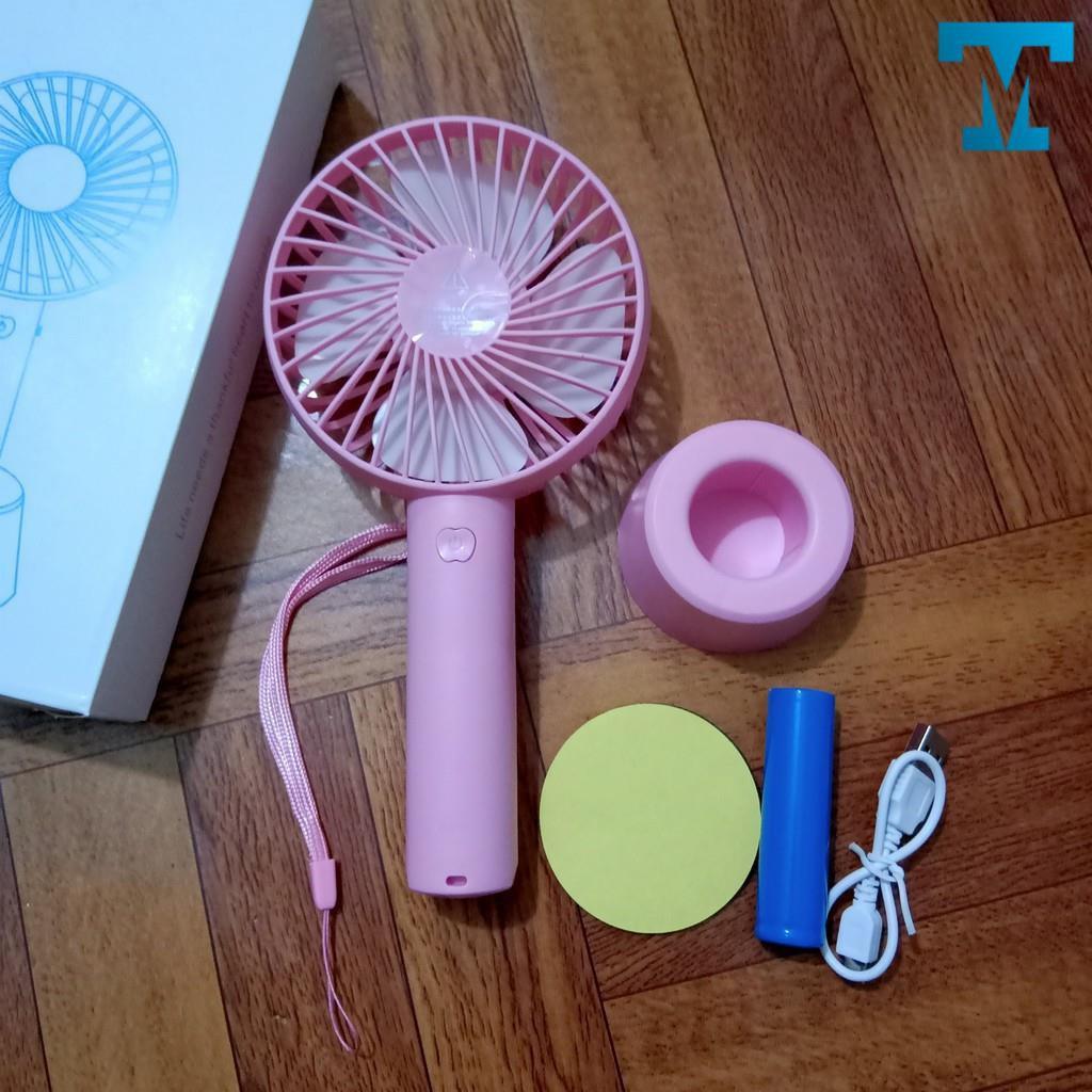 Quạt cầm tay có đế để bàn - quạt mini tích điện N9 3 cấp độ gió - Tặng kèm pin
