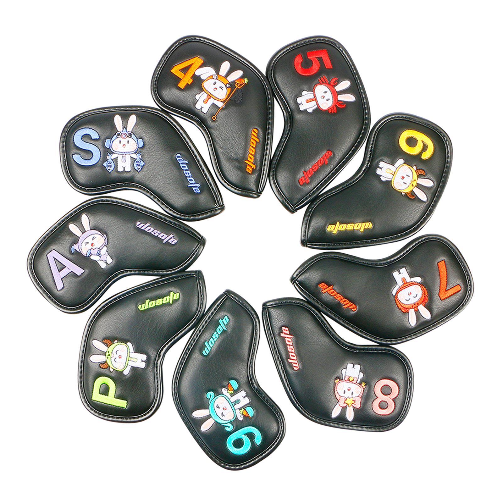 9x Golf Iron Club Head Covers Golf Wedge Iron Protective Headcover 4,5,6,7,8,9,P,A,S Lightweight Protector Golf Iron Headcover for Men Women