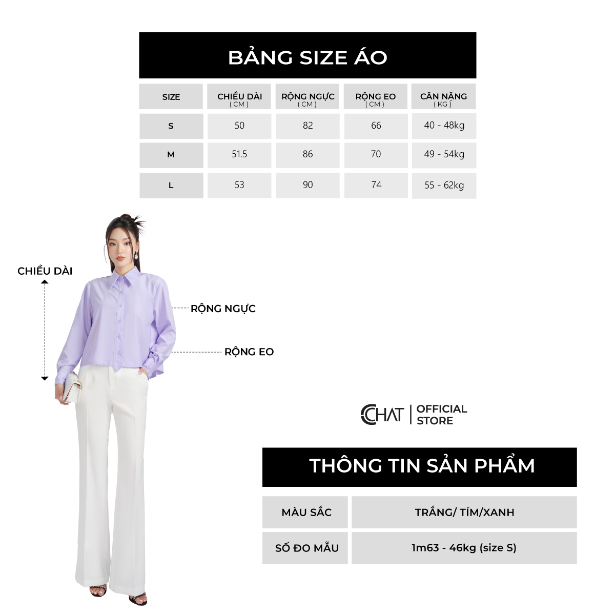 Áo Sơ Mi Nữ Kiểu Nẹp Nhọn Croptop Dáng Suông Chất Mango Cao Cấp 53FDE2030ST