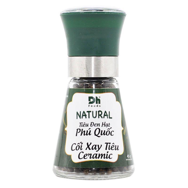 Tiêu Đen Hạt Phú Quốc – Nắp Cối Xay Ceramic Natural Dh Foods 45G – 8936079282790
