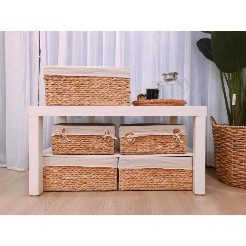 Giỏ Lục Bình đựng đồ đa năng có nắp đậy và vải lót_SIZE M , trang trí nhà cửa