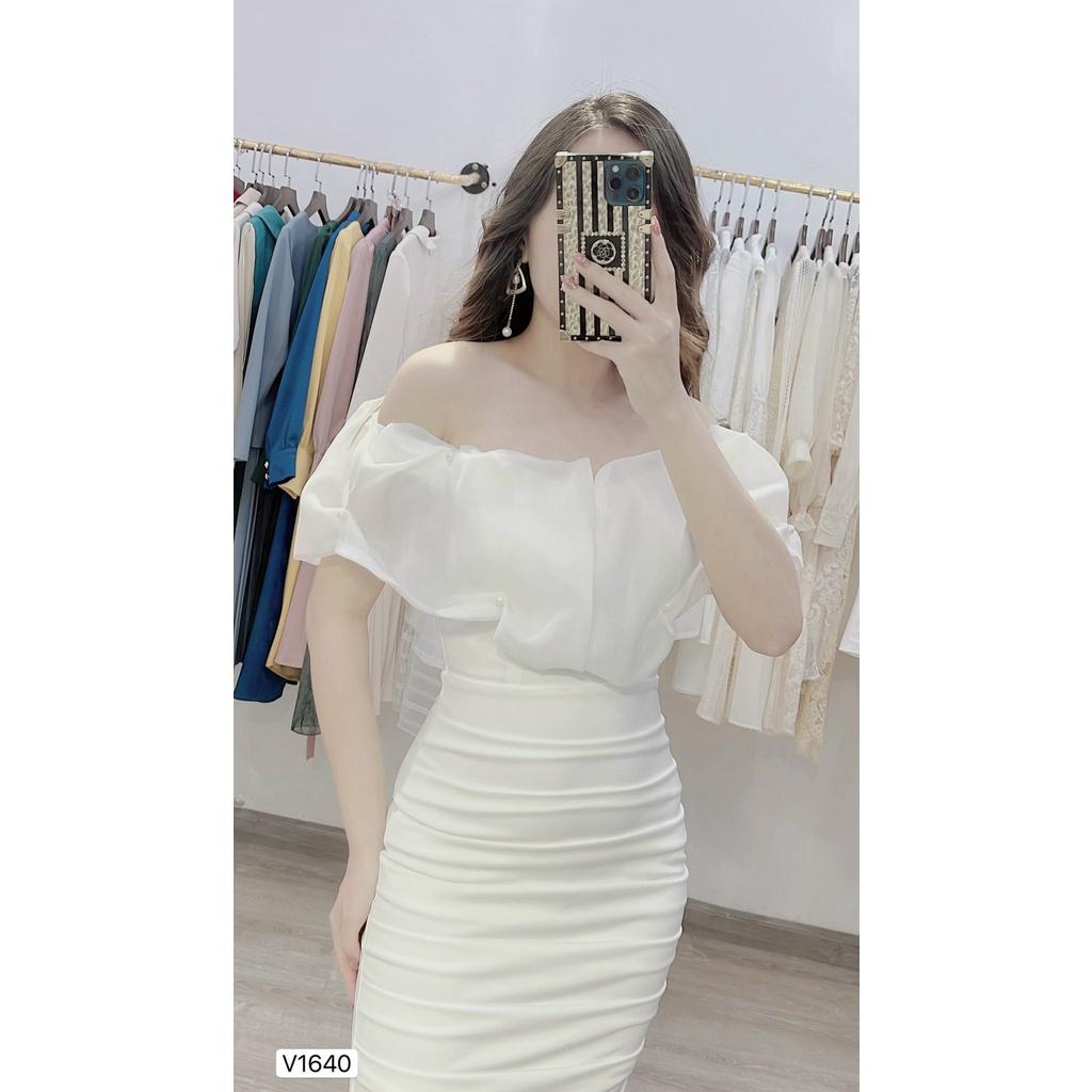 Đầm Dự Tiệc Body Trễ Vai Candy Dress Chất Liệu Umi Hàn Màu Trắng - Váy Dự Tiệc Chất Co Giãn