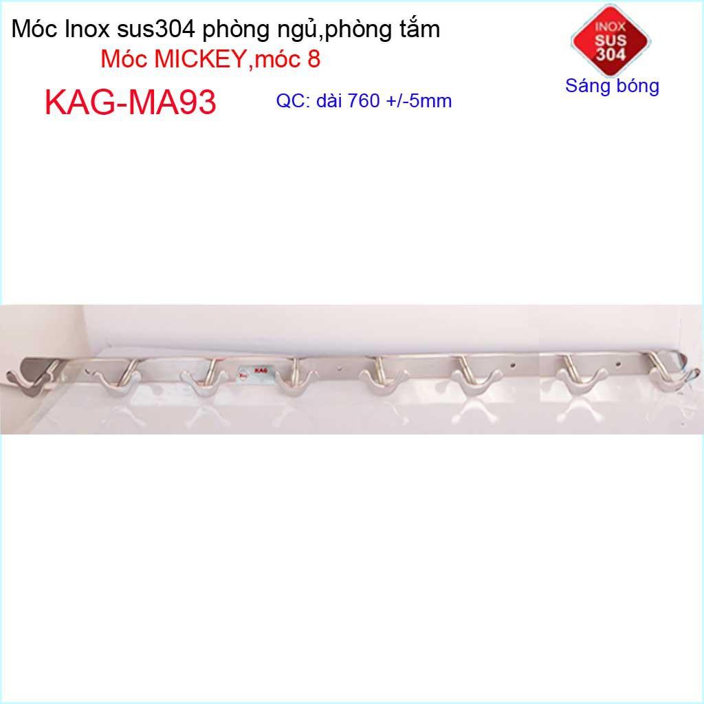 Móc mickey treo quần áo inox 304 cao cấp dày, móc Kace 8 móc treo đồ nhà tắm KAG-MA93