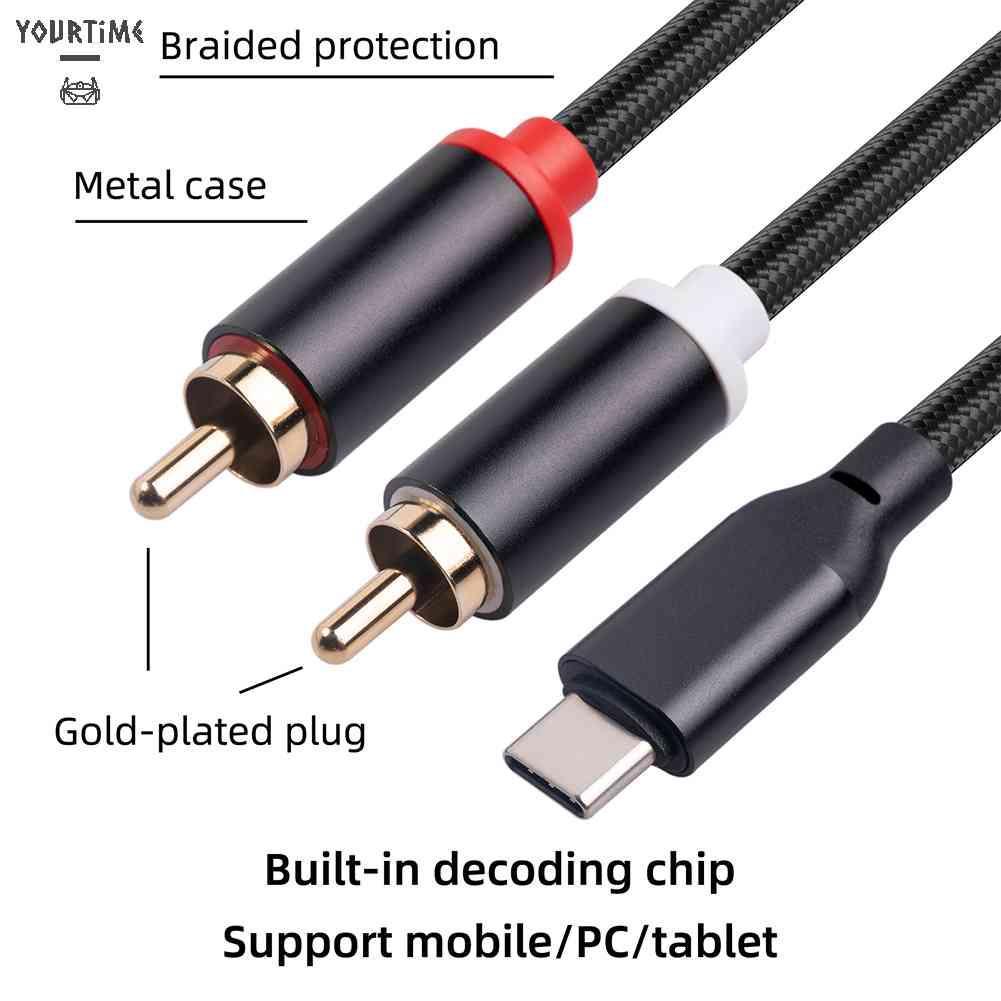 Dây Cáp Âm Thanh Chuyển Đổi Từ Đầu Type-C Sang 2 Cổng RCA Chuyên Dụng Cho Loa
