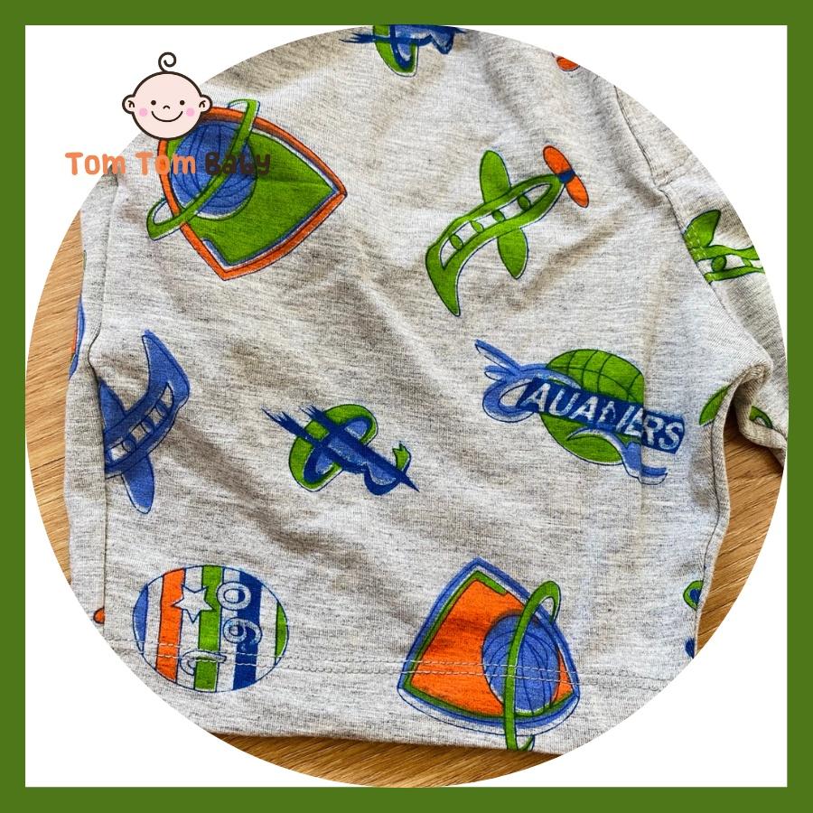 Quần ngắn bé trai túi chéo TomTom Baby, chất vải cotton 4 chiều xịn, form dáng đẹp, thoải mái cho bé - Xám Khủng Long