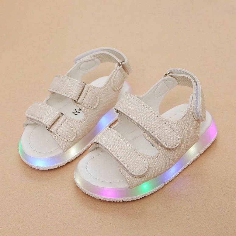 Giày sandal quai dán thiết kế đế có đèn LED cho bé