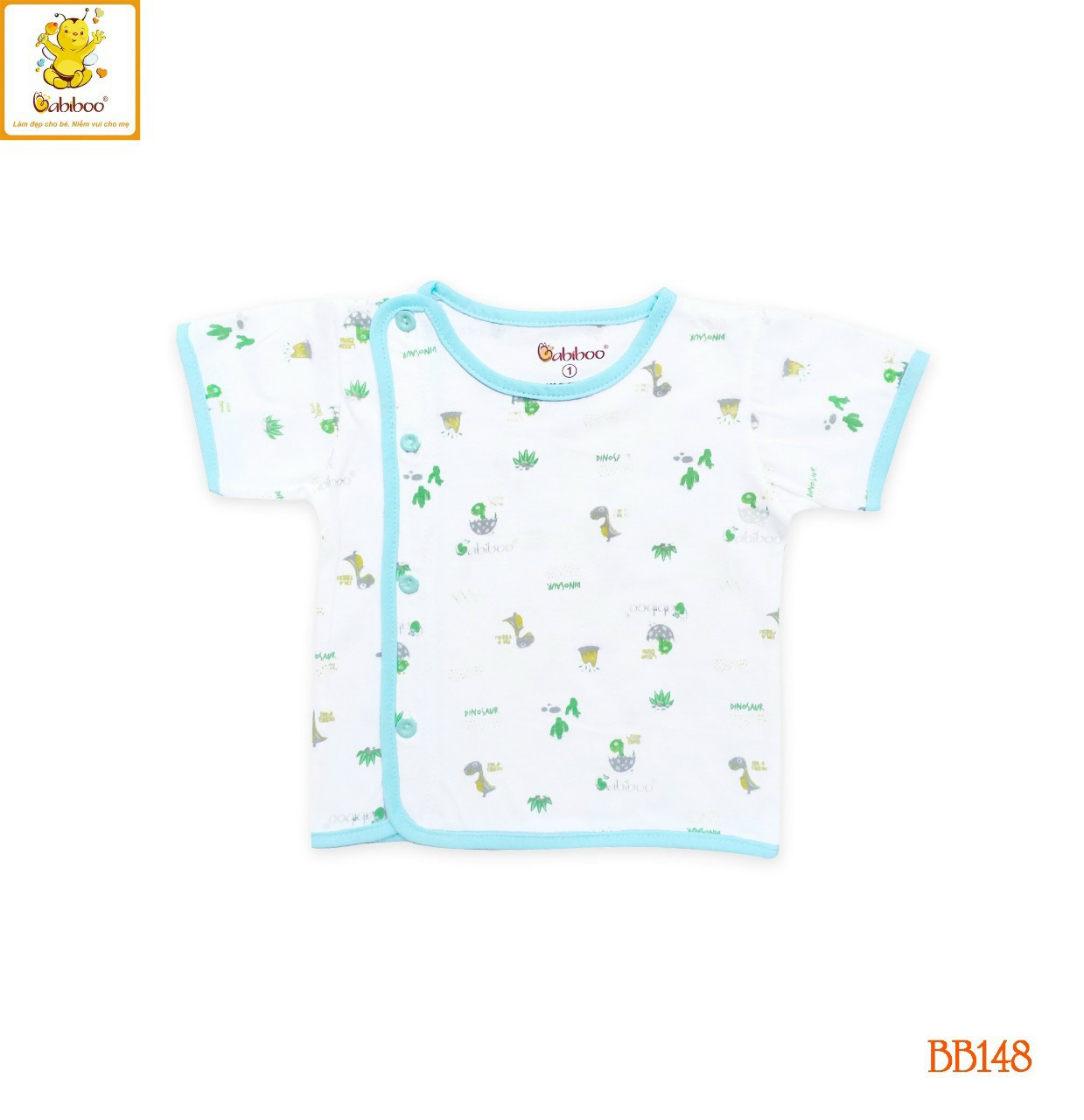 Áo sơ sinh cotton bác sĩ họa tiết tay ngắn