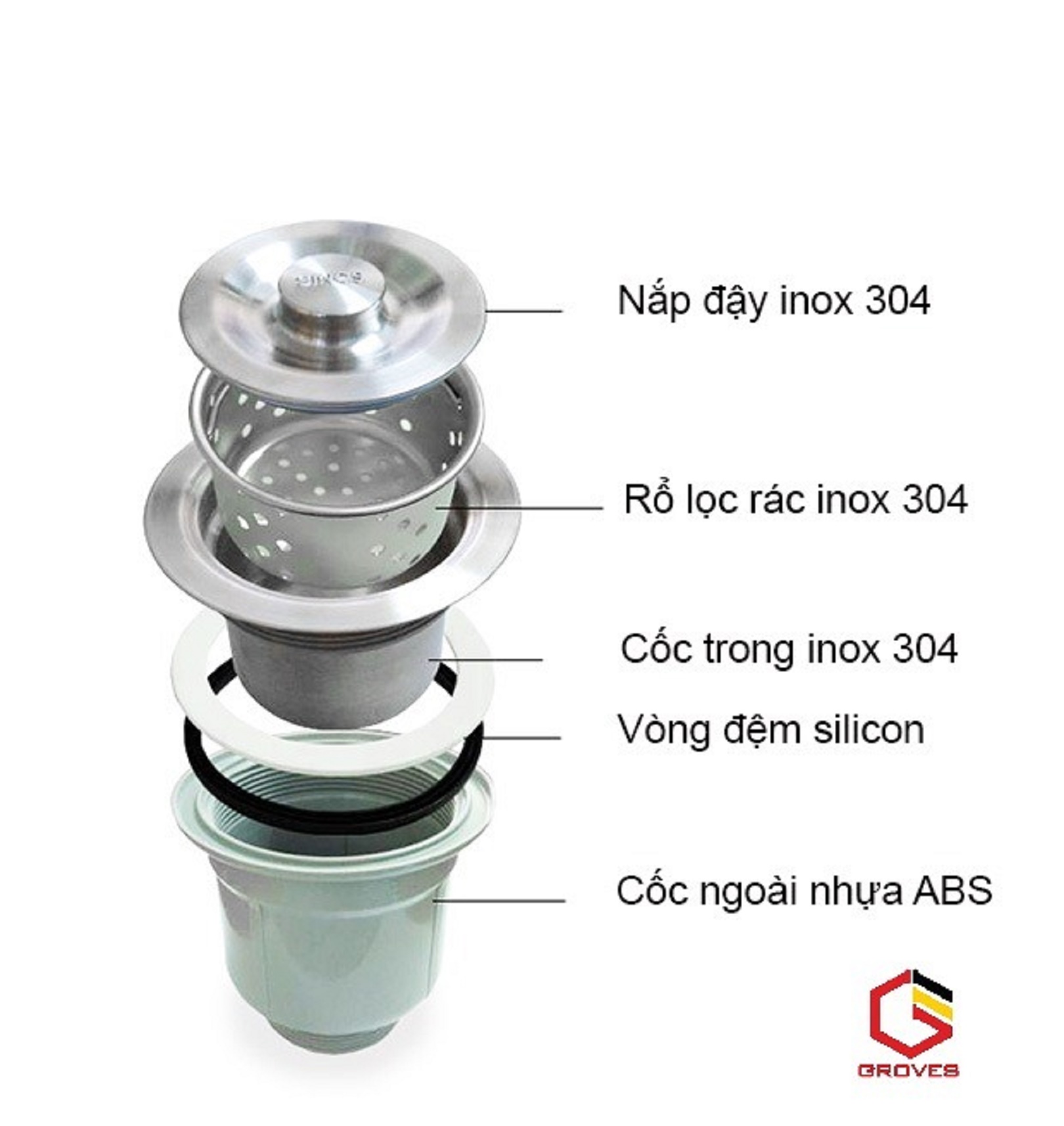 CHẬU RỬA BÁT, CHÉN GROVES GRBC8245DT