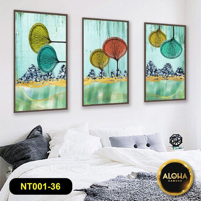 MUA 1 TẶNG 1 3 Tranh Canvas Treo Tường Đồng Quê Treo Phòng Khách Hút Tài Hút Lộc Tặng Đinh Treo